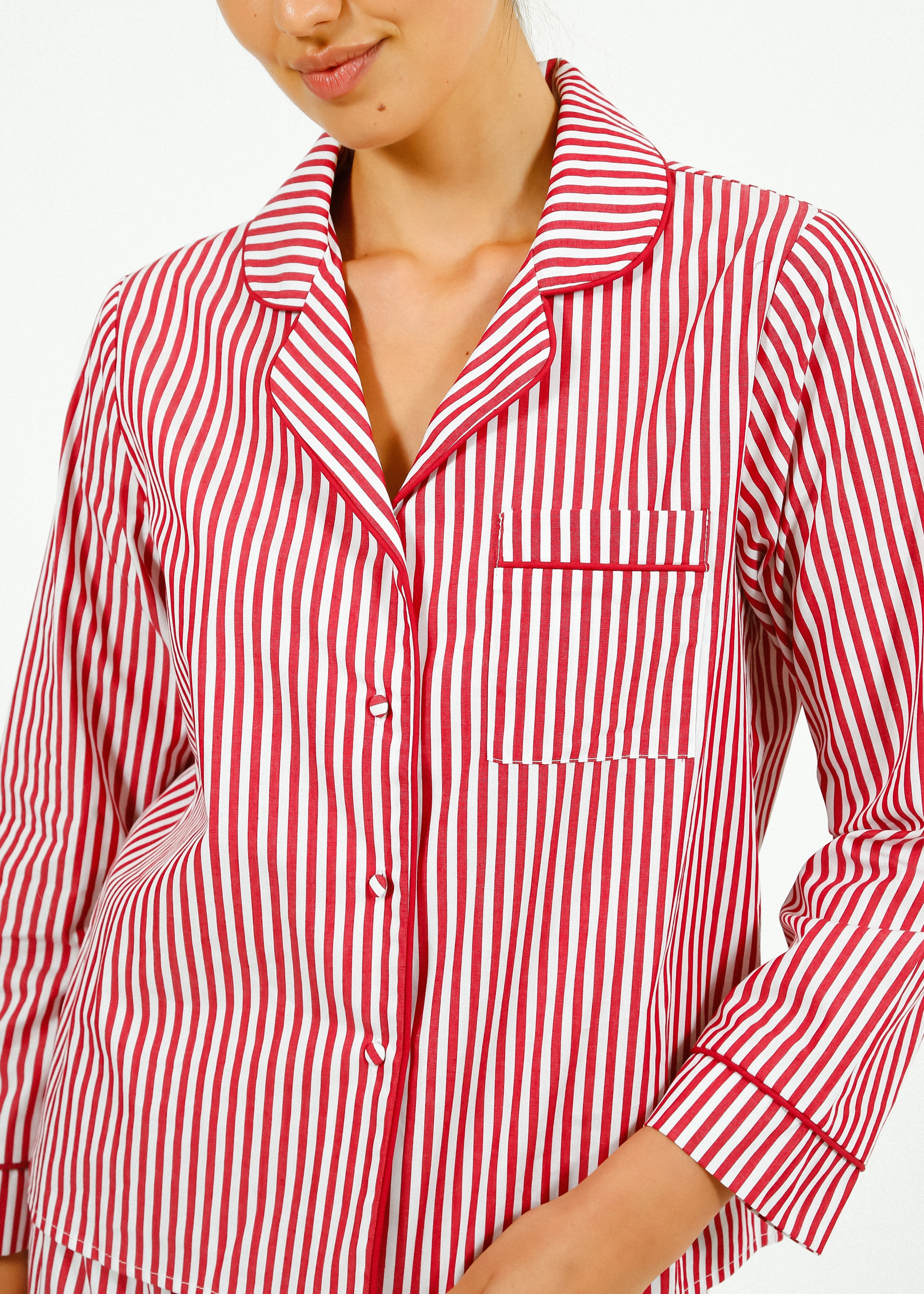 PARK Pyjama Set in Red, White Stripe