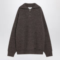 Brown wool sweater with zip