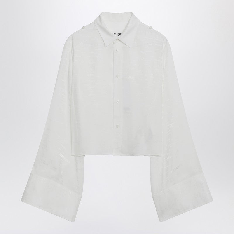White shirt with all-over logo graphic