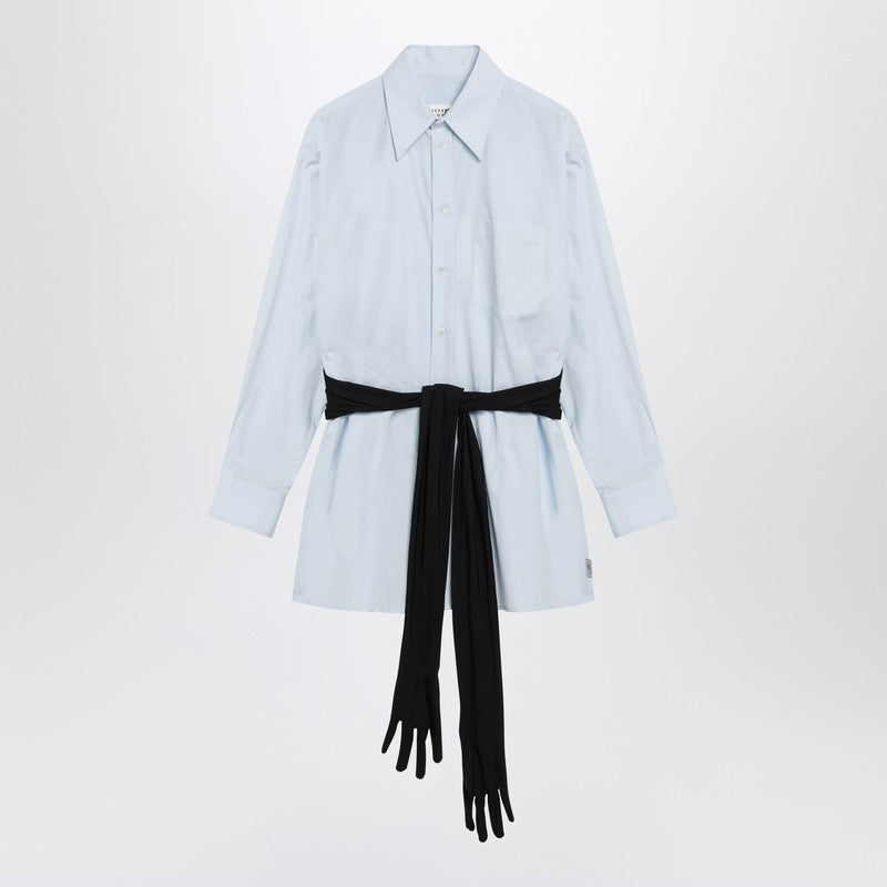Light blue cotton shirt with gloves
