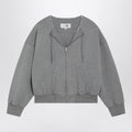 Felpa con zip e coulisse in cotone grigia