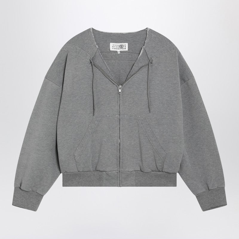 Felpa con zip e coulisse in cotone grigia