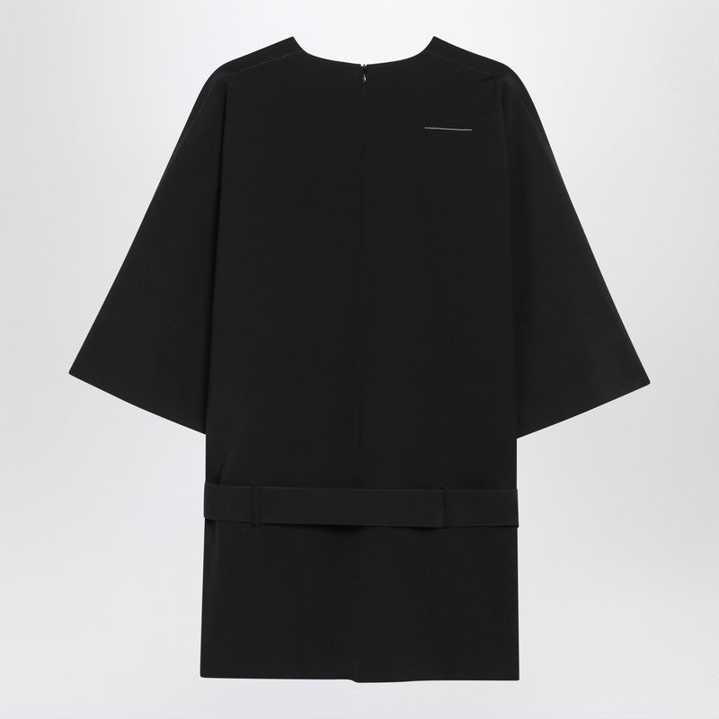 Black wool-blend mini dress