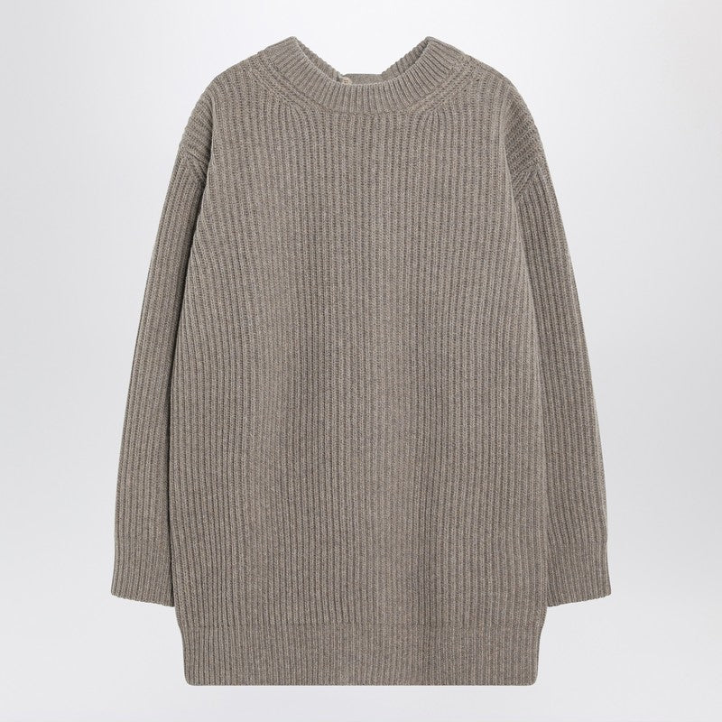 Oversized beige ribbed sweater