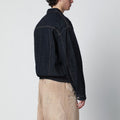 Navy blue zip-up denim jacket