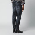 Slim black washed jeans with distressed details