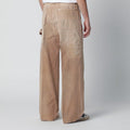 Vintage-effect beige baggy carpenter jeans