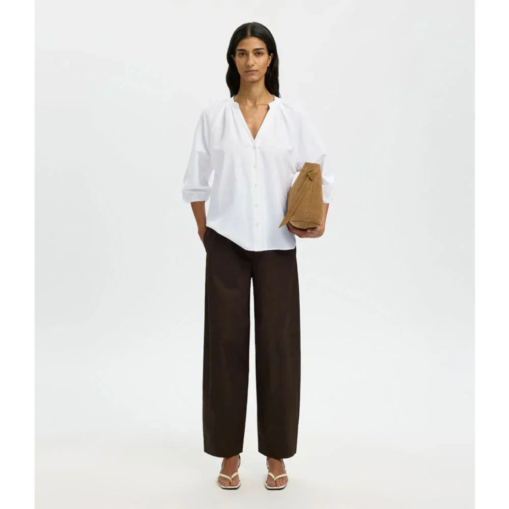 SELECTED Cleo Alberta Linen Blend Shirt in Bright White