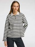 SELECTED Wada LS Stripe Collar Top in Dk Sapphire