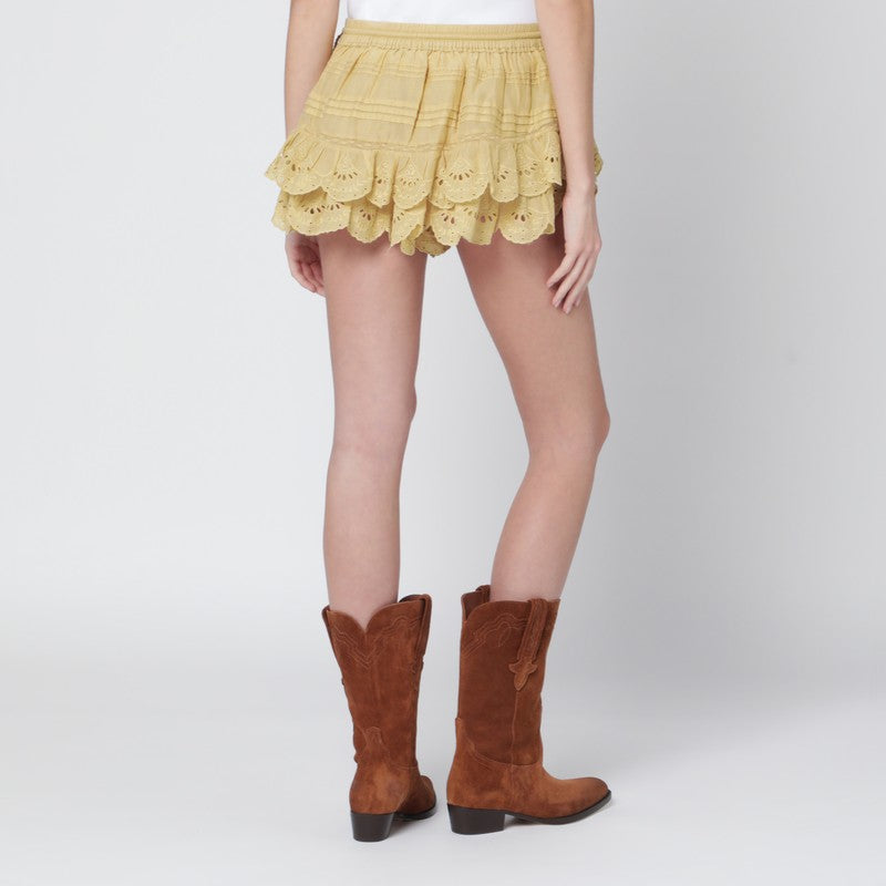 Ochre lace Puria shorts with ruffles