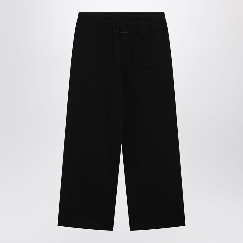 Black wide-leg jersey trousers