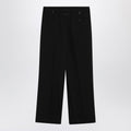 Black wool-blend trousers with staples