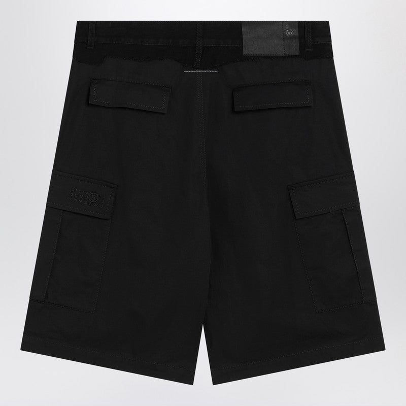 Black wool-blend cargo bermuda shorts
