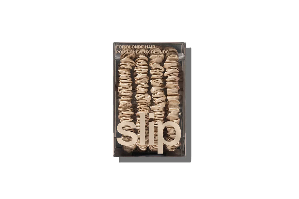 SLIP Back to Basics Pure Silk Skinny Scrunchies in Blonde