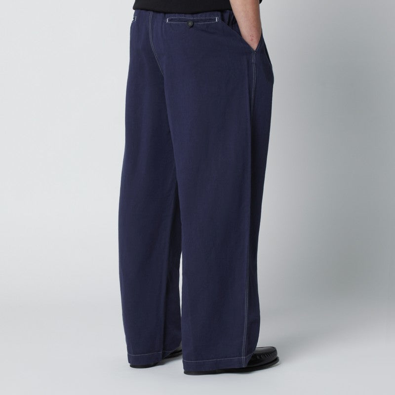 Sonny trousers indigo blue in cotton and linen