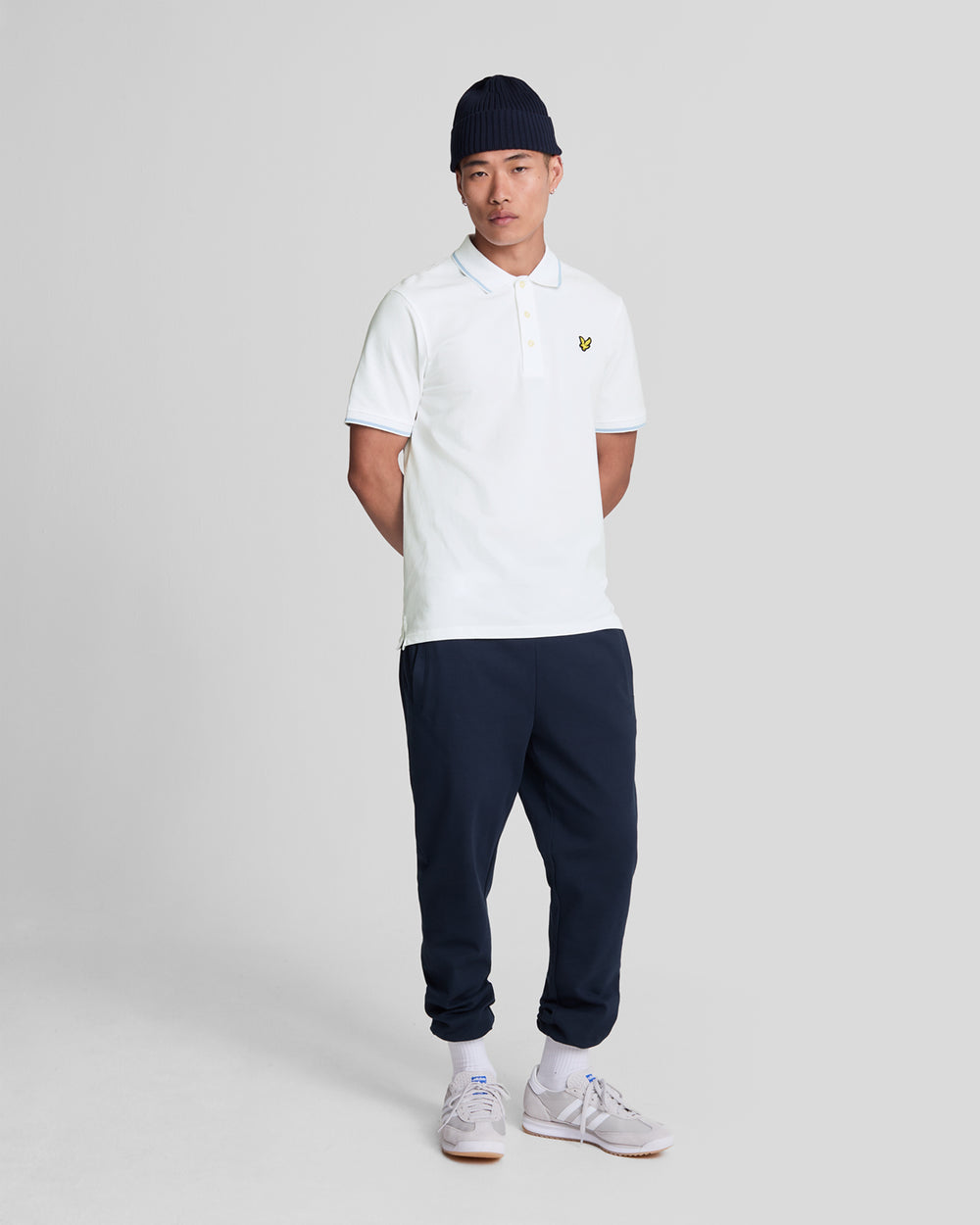 Lyle & Scott Mens Tipped Polo Shirt | White Light Blue