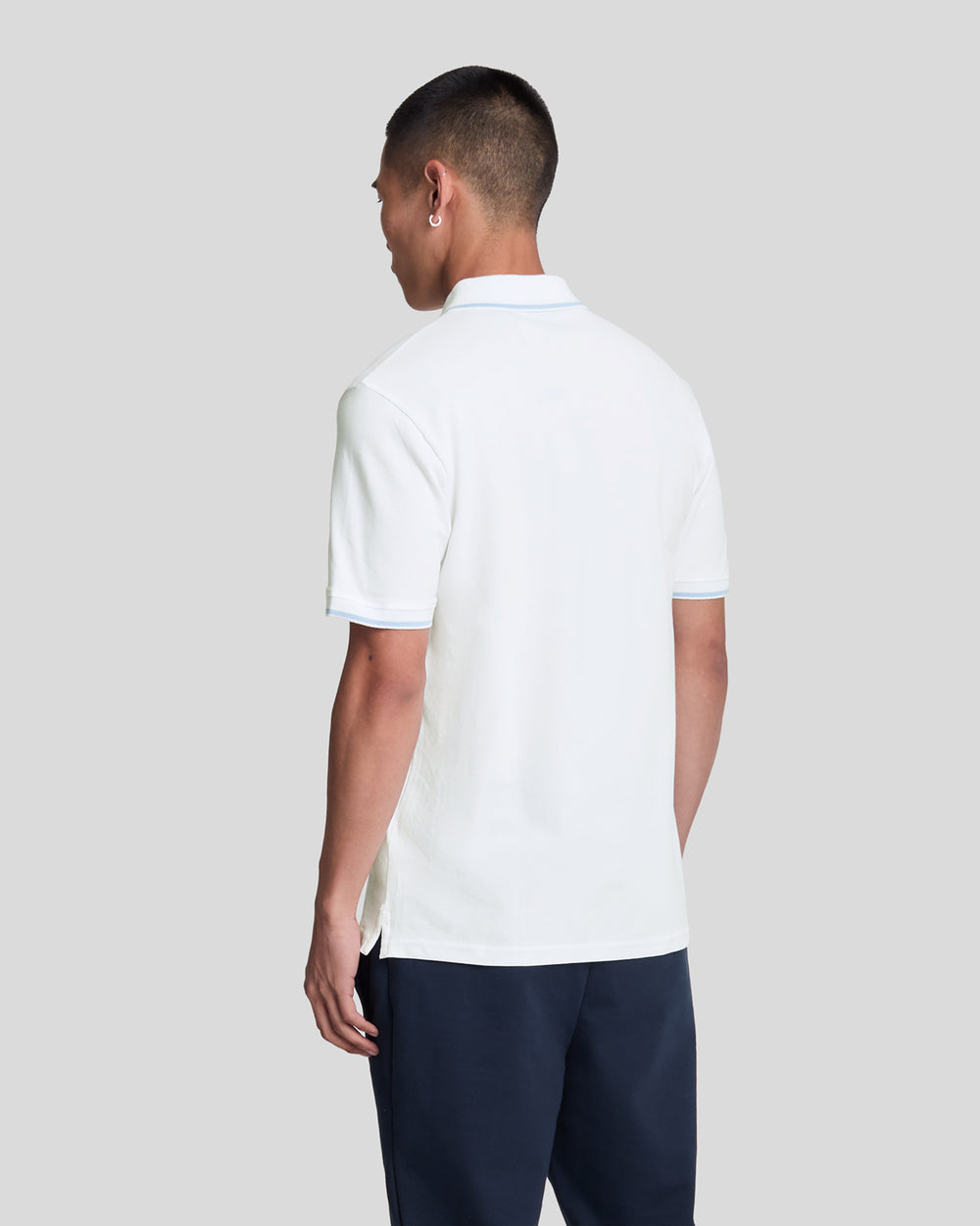 Lyle & Scott Mens Tipped Polo Shirt | White Light Blue
