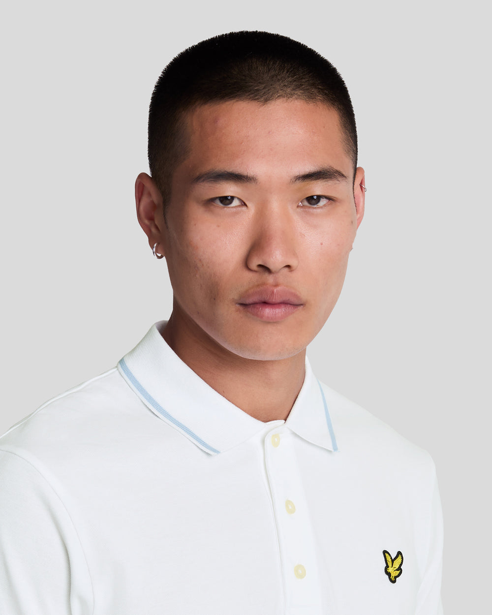 Lyle & Scott Mens Tipped Polo Shirt | White Light Blue