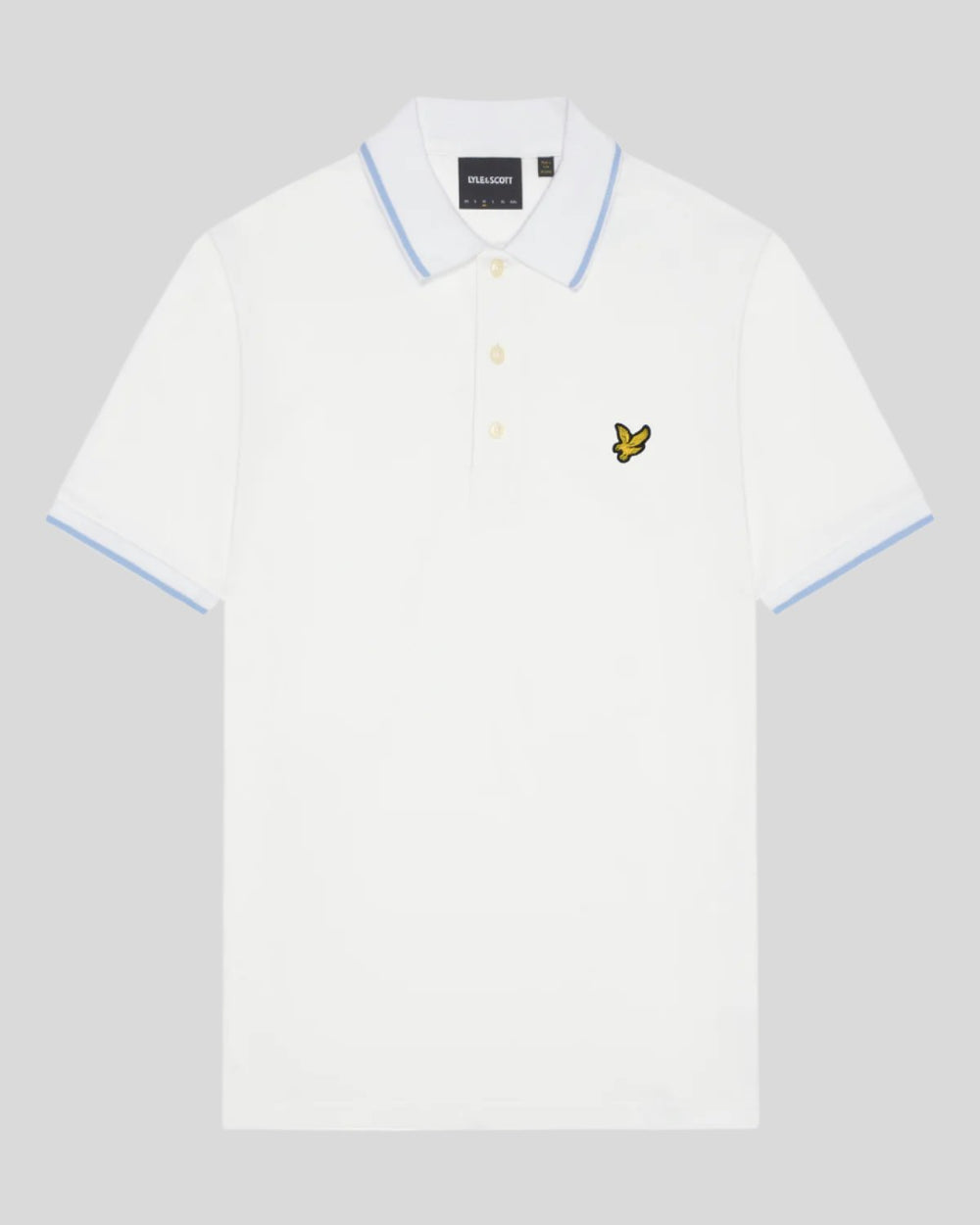 Lyle & Scott Mens Tipped Polo Shirt | White Light Blue