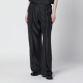 Dark grey silk cargo trousers