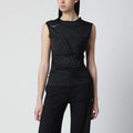 Black mélange tank top with braided details