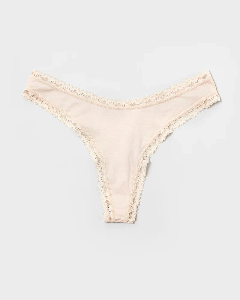 Stripe & Stare Thong in Sand