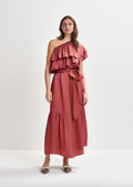 Essentiel Antwerp Hoenix Asymmetric Dress in Burnt Coral