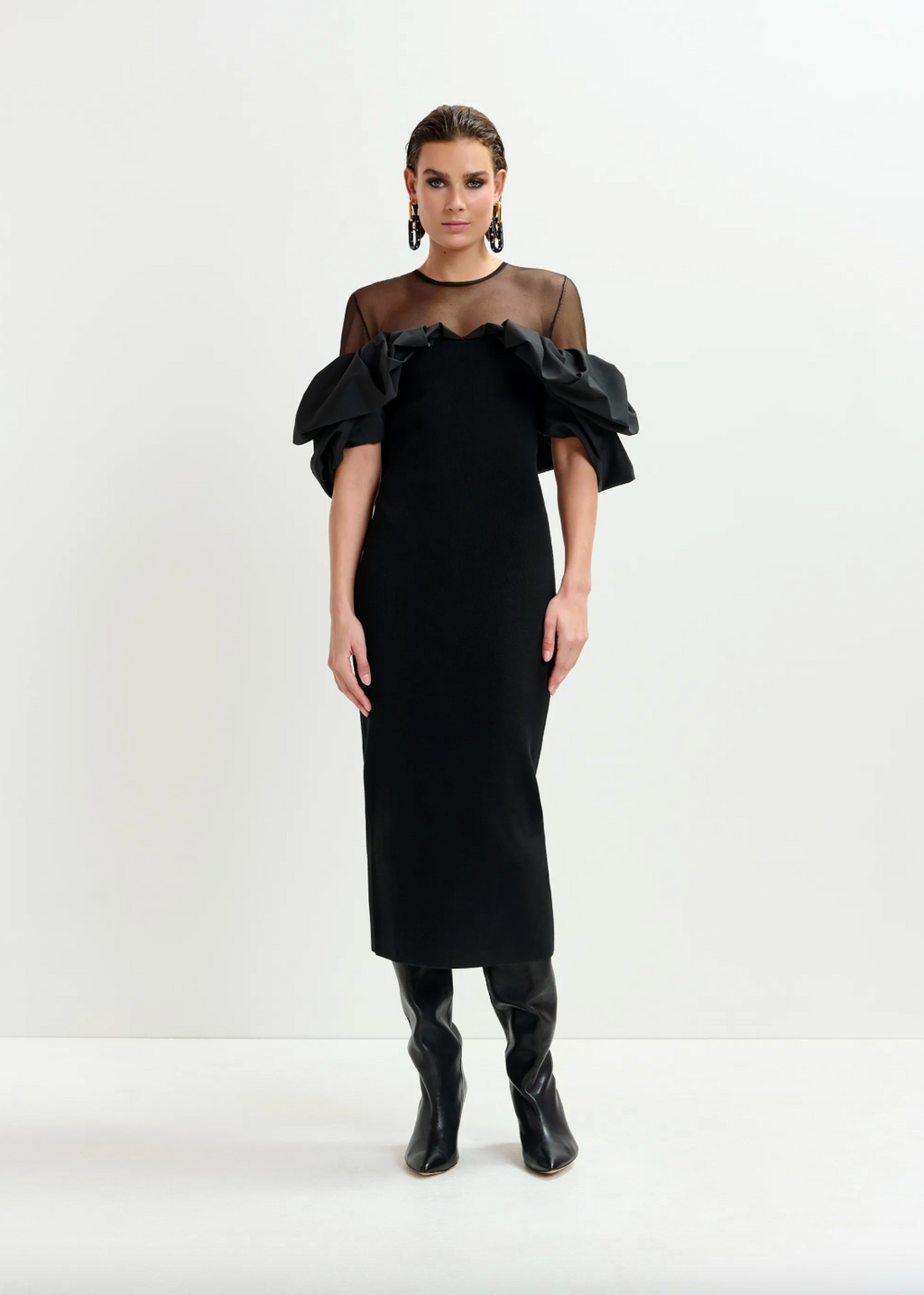 Essentiel Antwerp Isatis Fitted Knit Dress in Black