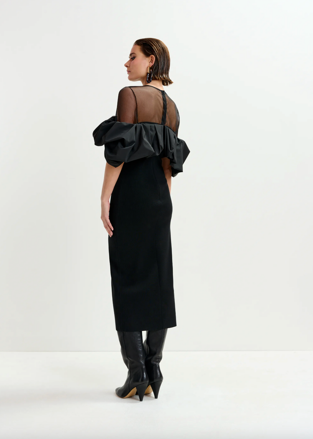 Essentiel Antwerp Isatis Fitted Knit Dress in Black