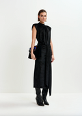 Essentiel Antwerp Inche Velvet Jersey Dress in Black