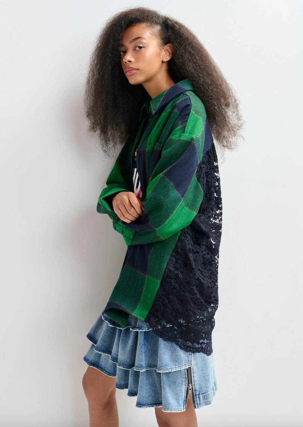 Essentiel Antwerp Joy Lace Back Shirt in Dark Night