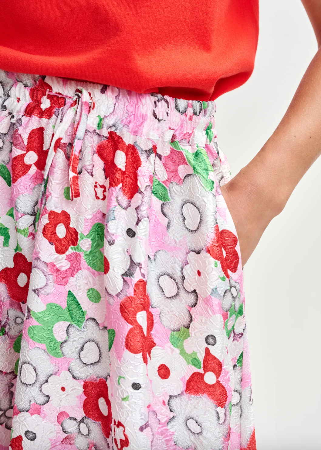 Essentiel Antwerp Julianne A Line Midi Skirt in Cotton Andy