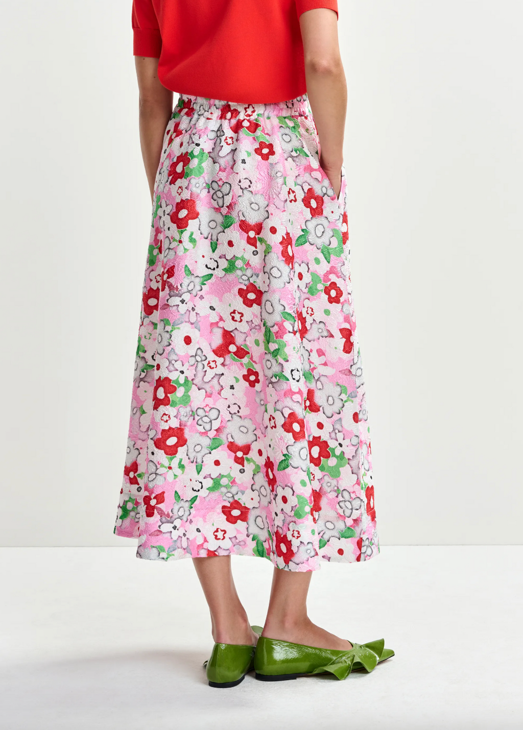 Essentiel Antwerp Julianne A Line Midi Skirt in Cotton Andy