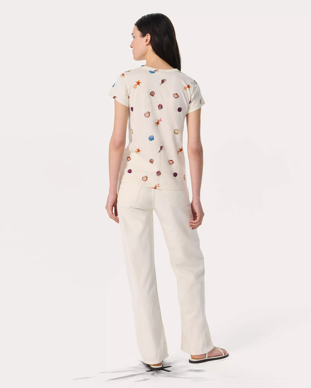 Rag & Bone All Over Seashell Tee in Ivory