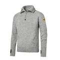 Snickers 2905 ½-Zip Wool Sweater Jumper Light Grey Melange XL