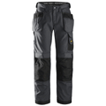 Snickers 3213 Craftsmen Holster Pocket Trousers, Rip-Stop Steel Grey/Black Waist 38"- Leg 32"- Snickers Size: 54