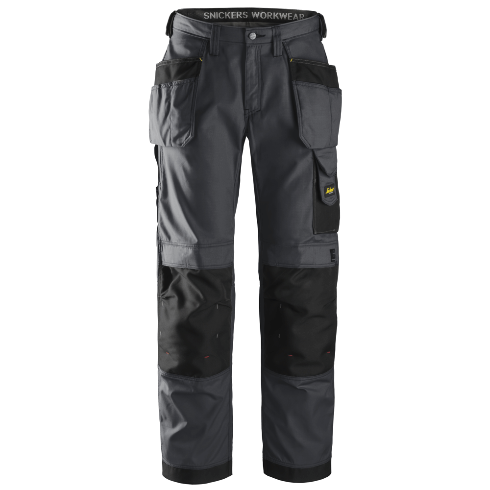 Snickers 3213 Craftsmen Holster Pocket Trousers, Rip-Stop Steel Grey/Black, 30" Waist 32" Leg-Snickers 44