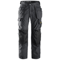 Snickers 3223 Floorlayer Holster Pocket Trousers, Rip-Stop Steel Grey / Black / Waist 35"- Leg 28" - Snickers Size: 196