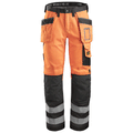 Snickers 3233 High-Vis Holster Pocket Trousers, Class 2 Orange Waist 36"- Leg 30"- Snickers Size: 100