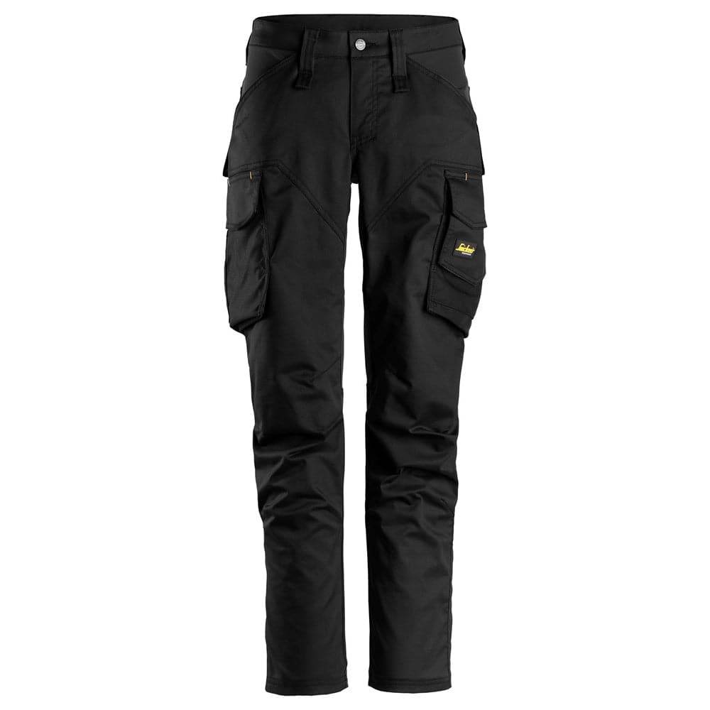 Snickers 6703  AllroundWork, Women’s Stretch Trousers without Knee Pockets Black / 31" Waist - 29" Leg