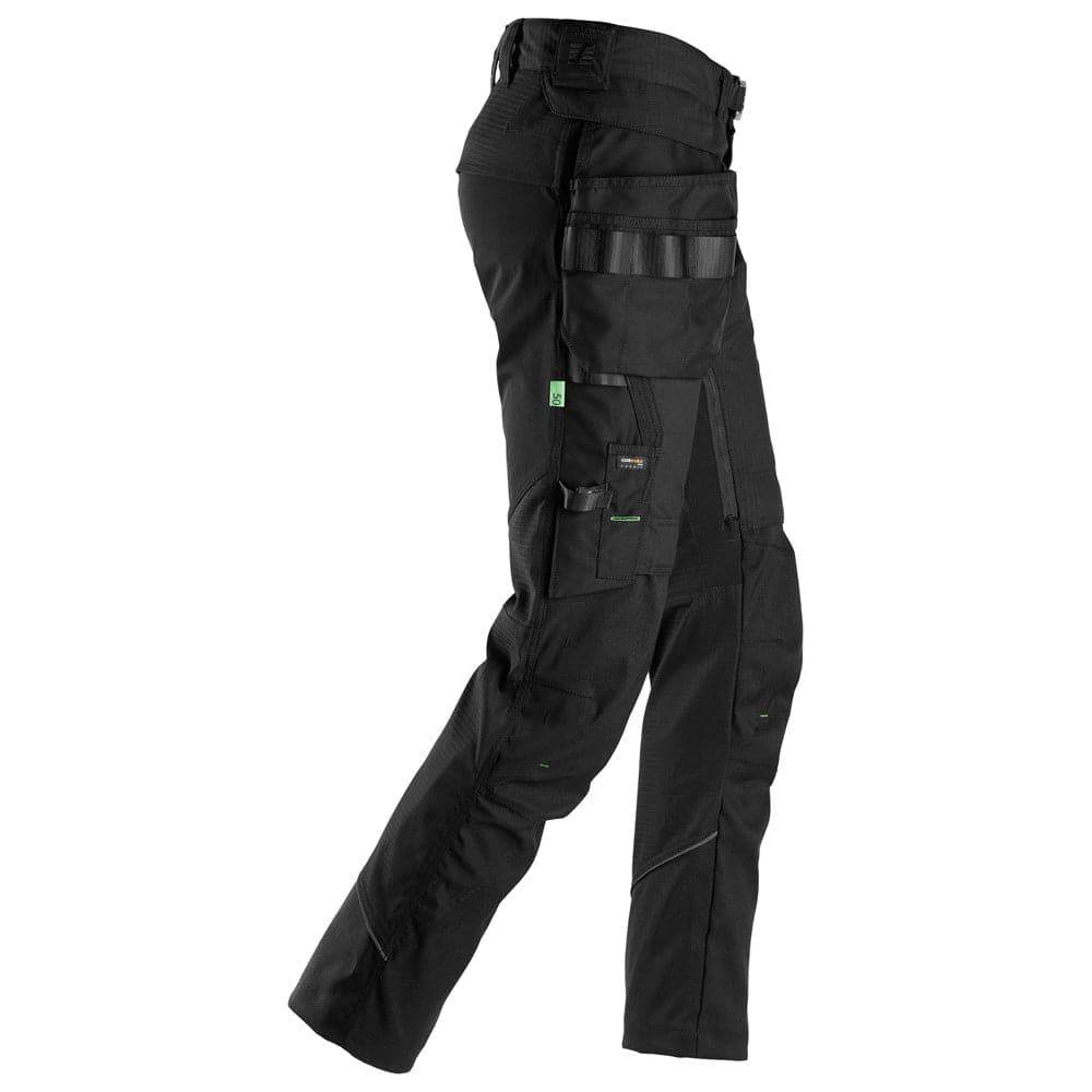 Snickers 6972  FlexiWork, Work Trousers+ Detachable Holster Pockets Black / 36" Waist - 32" Leg