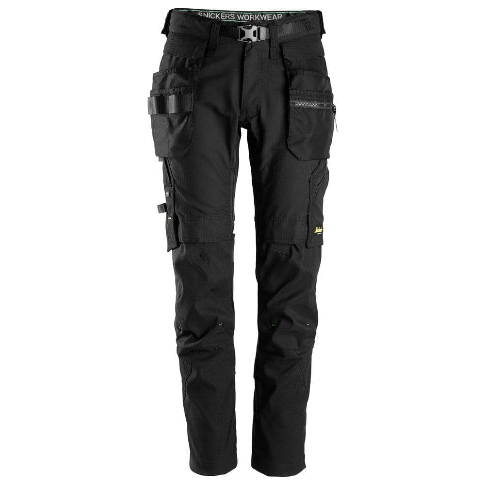 Snickers 6972  FlexiWork, Work Trousers+ Detachable Holster Pockets Black / 35" Waist - 30" Leg