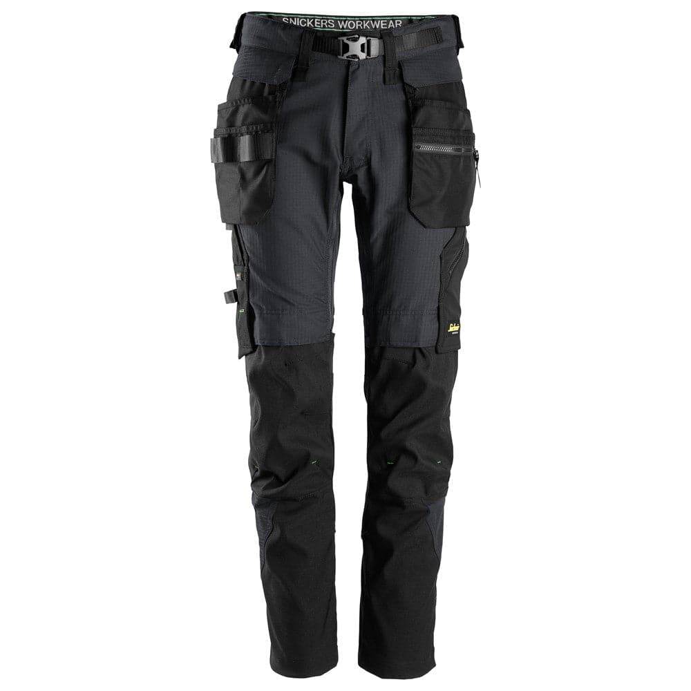 Snickers 6972  FlexiWork, Work Trousers+ Detachable Holster Pockets Black / 35" Waist - 30" Leg