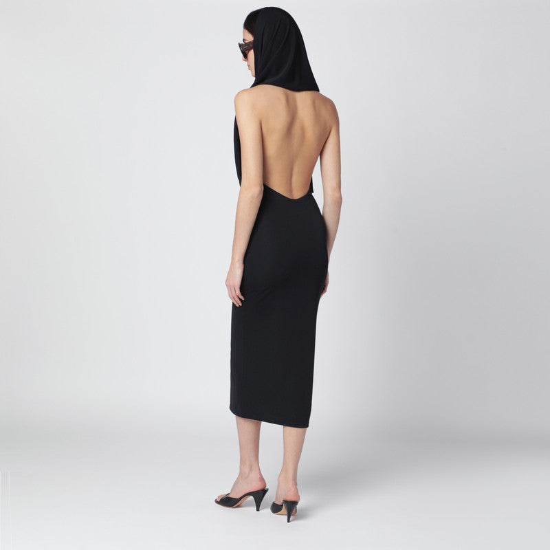Black Annie hooded midi dress