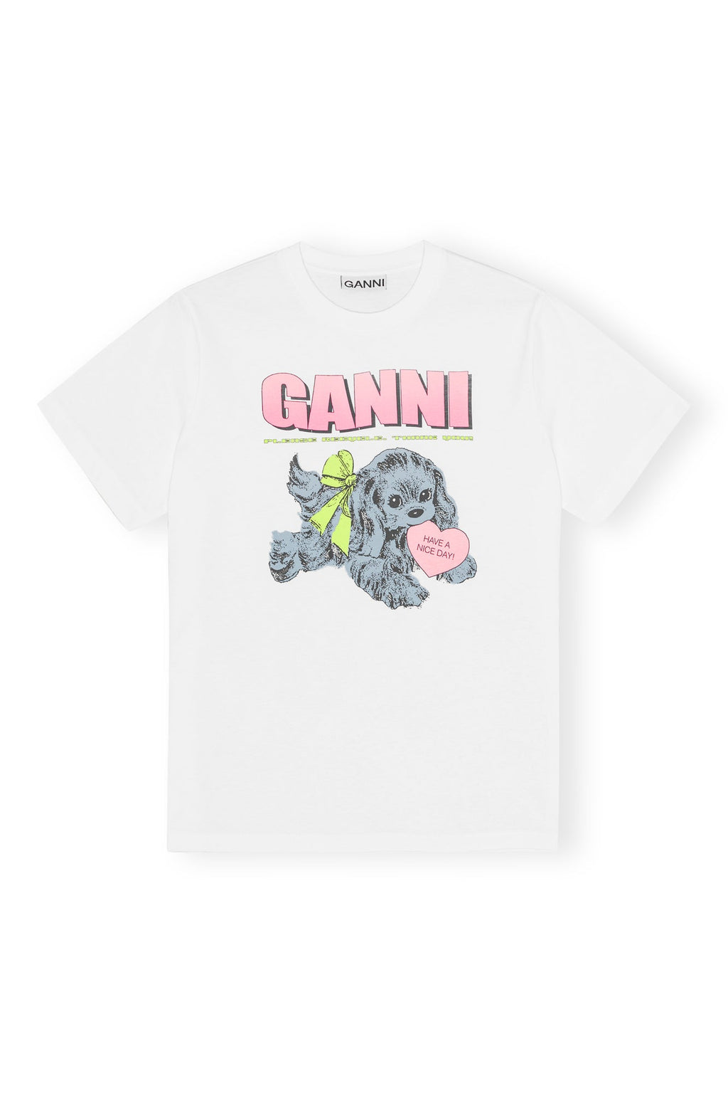 Ganni Basic Cotton Jersey Neon Puppy  T-shirt
