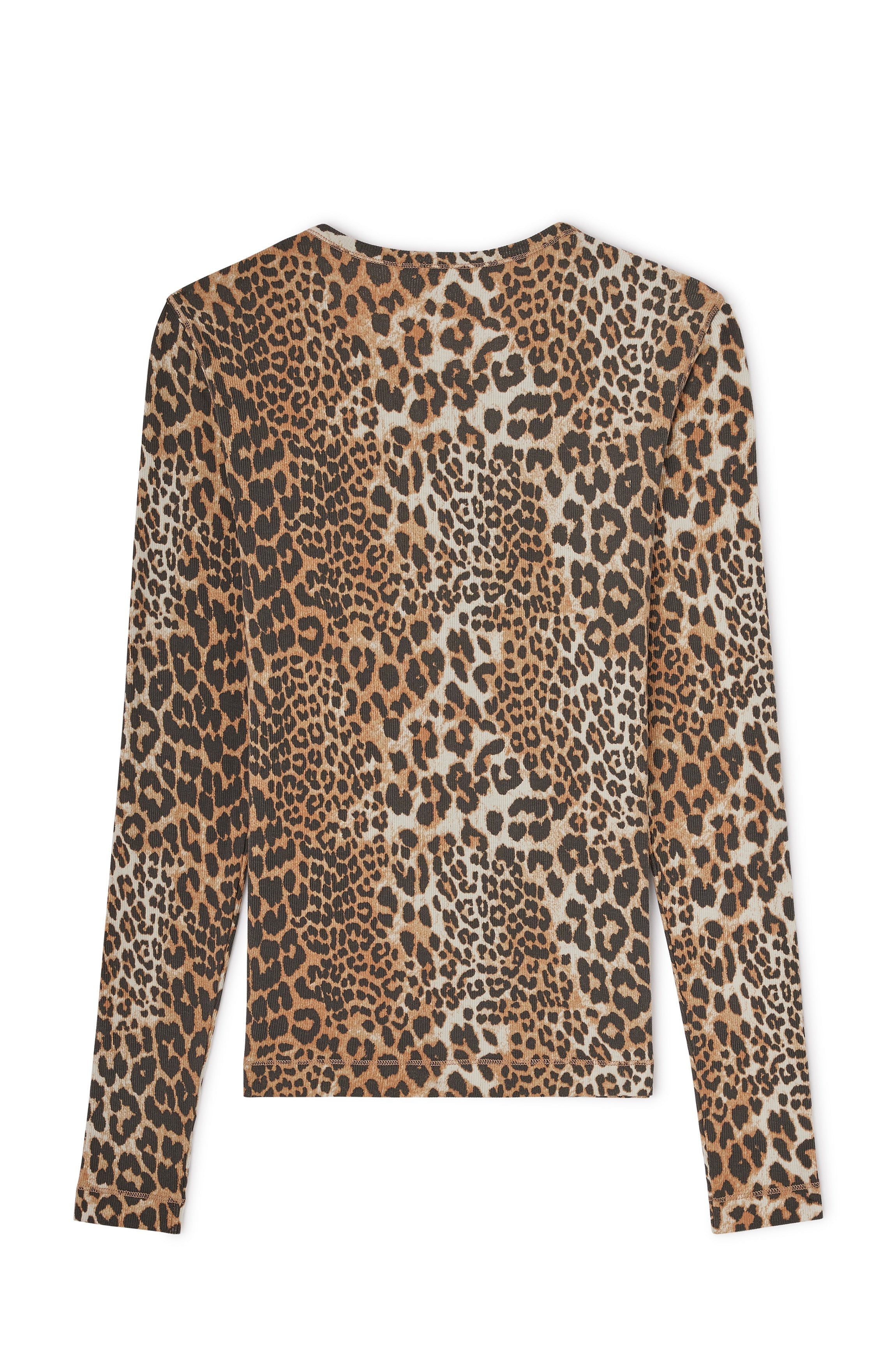 Ganni Soft Cotton Rib Leopard Long Sleeve