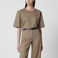 Short-sleeve cognac cotton top
