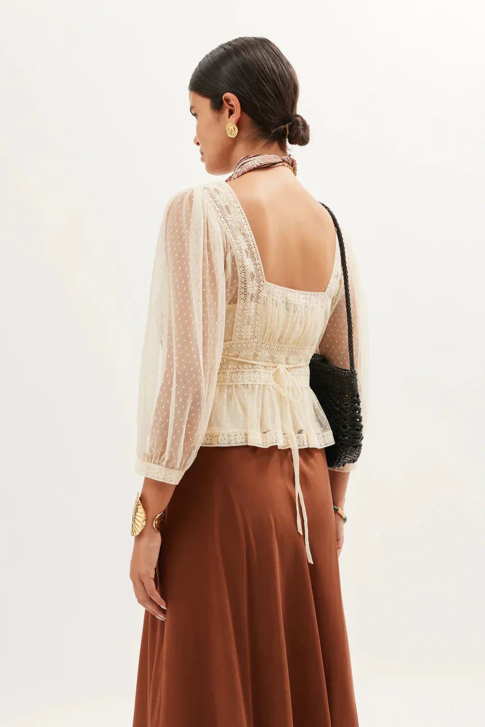 RIXO Tyla Top in Vintage Cream