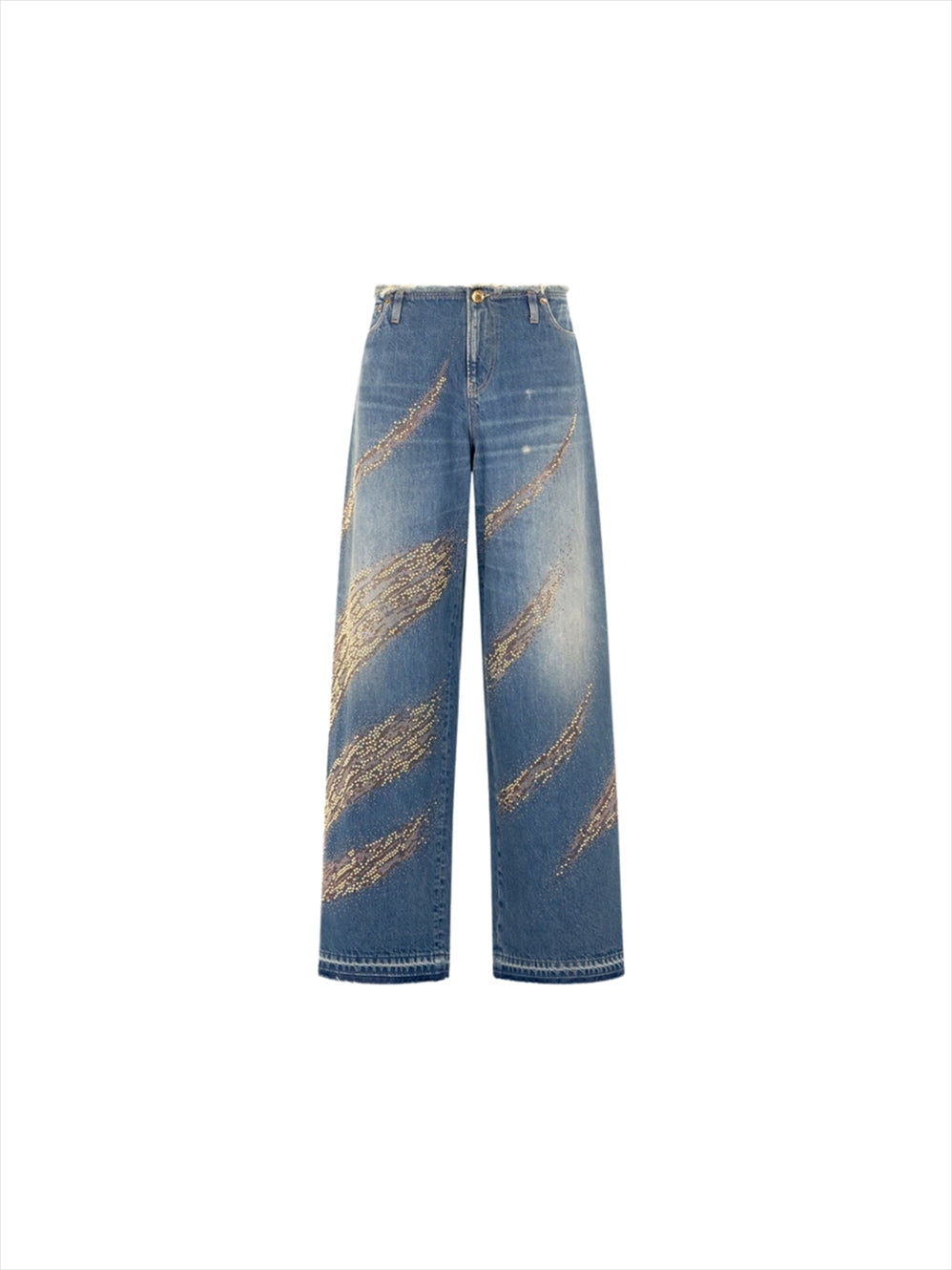 EMBELLISHED ZEBRA PATTERN JEANS