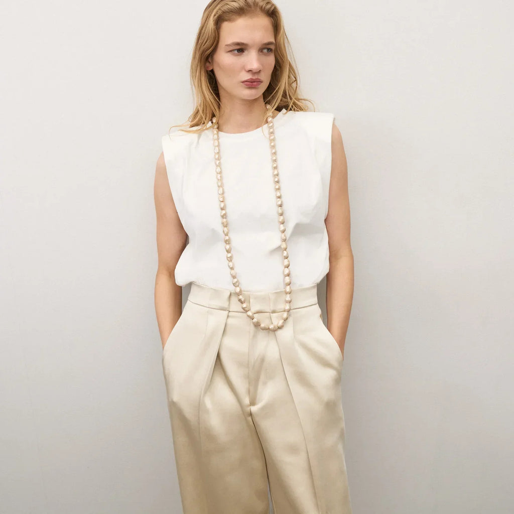 Vanessa Baroni Long  Organic Pearl Necklace in Champagne
